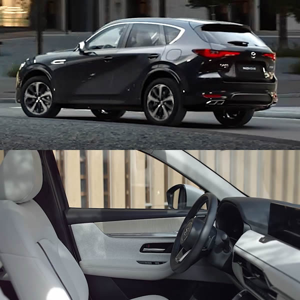 interior and exterior images of the 2022 Mazda CX-60 PHEV