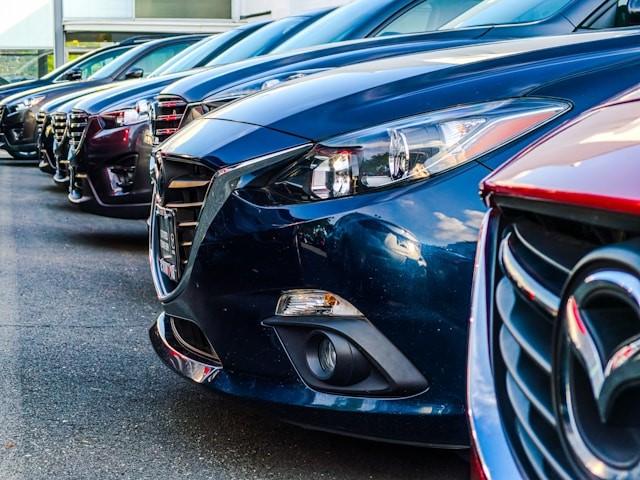 Row of Mazda Cars on a Forecourt